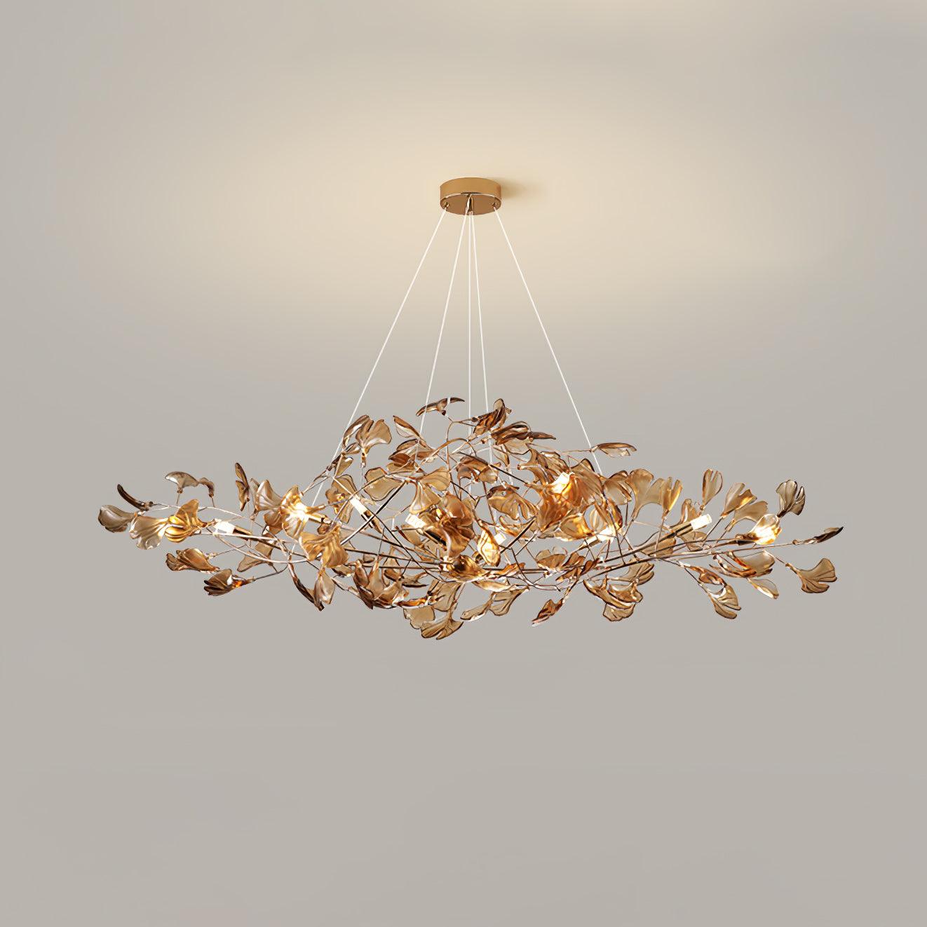Solasvren | Ginkgo Leaf Acrylic Organic Canopy Sculptural Chandelier