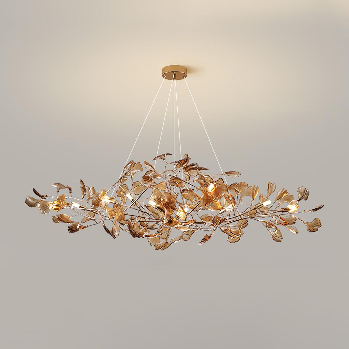 Solasvren | Ginkgo Leaf Acrylic Organic Canopy Sculptural Chandelier