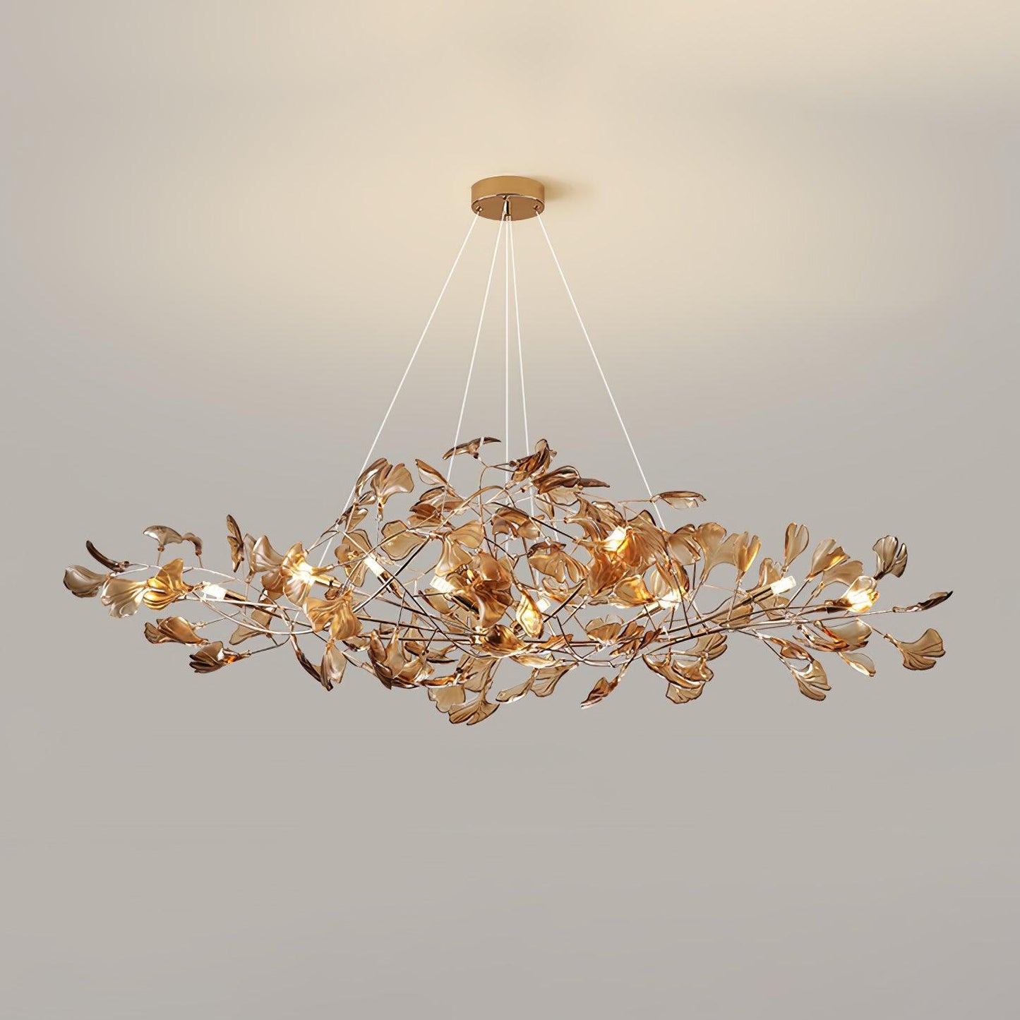 Solasvren | Ginkgo Leaf Acrylic Organic Canopy Sculptural Chandelier