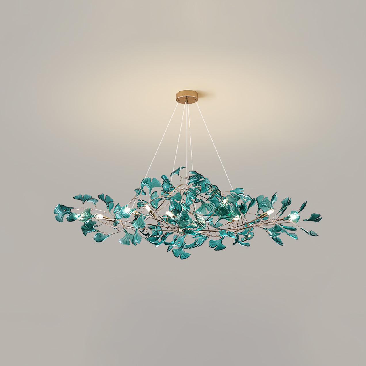Solasvren | Ginkgo Leaf Acrylic Organic Canopy Sculptural Chandelier
