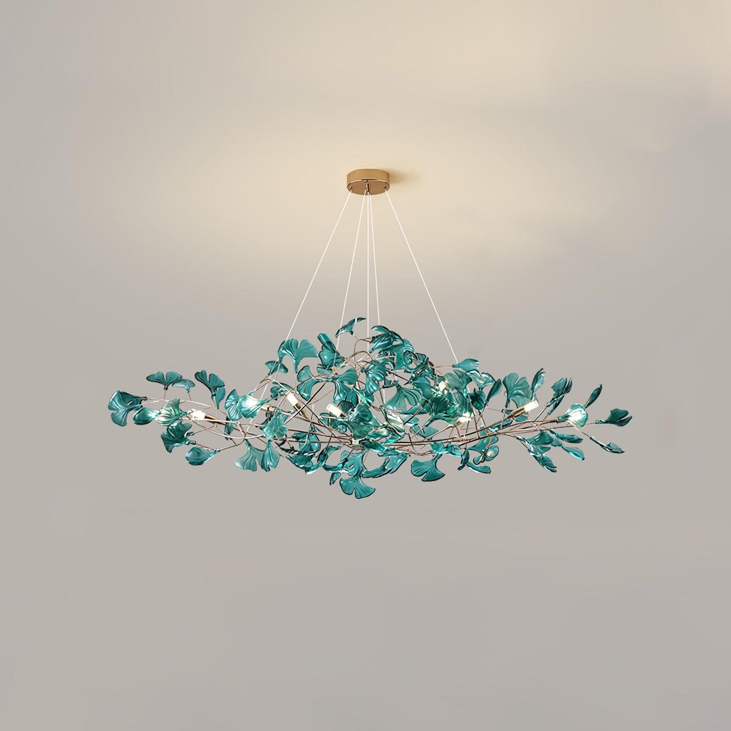 Solasvren | Ginkgo Leaf Acrylic Organic Canopy Sculptural Chandelier