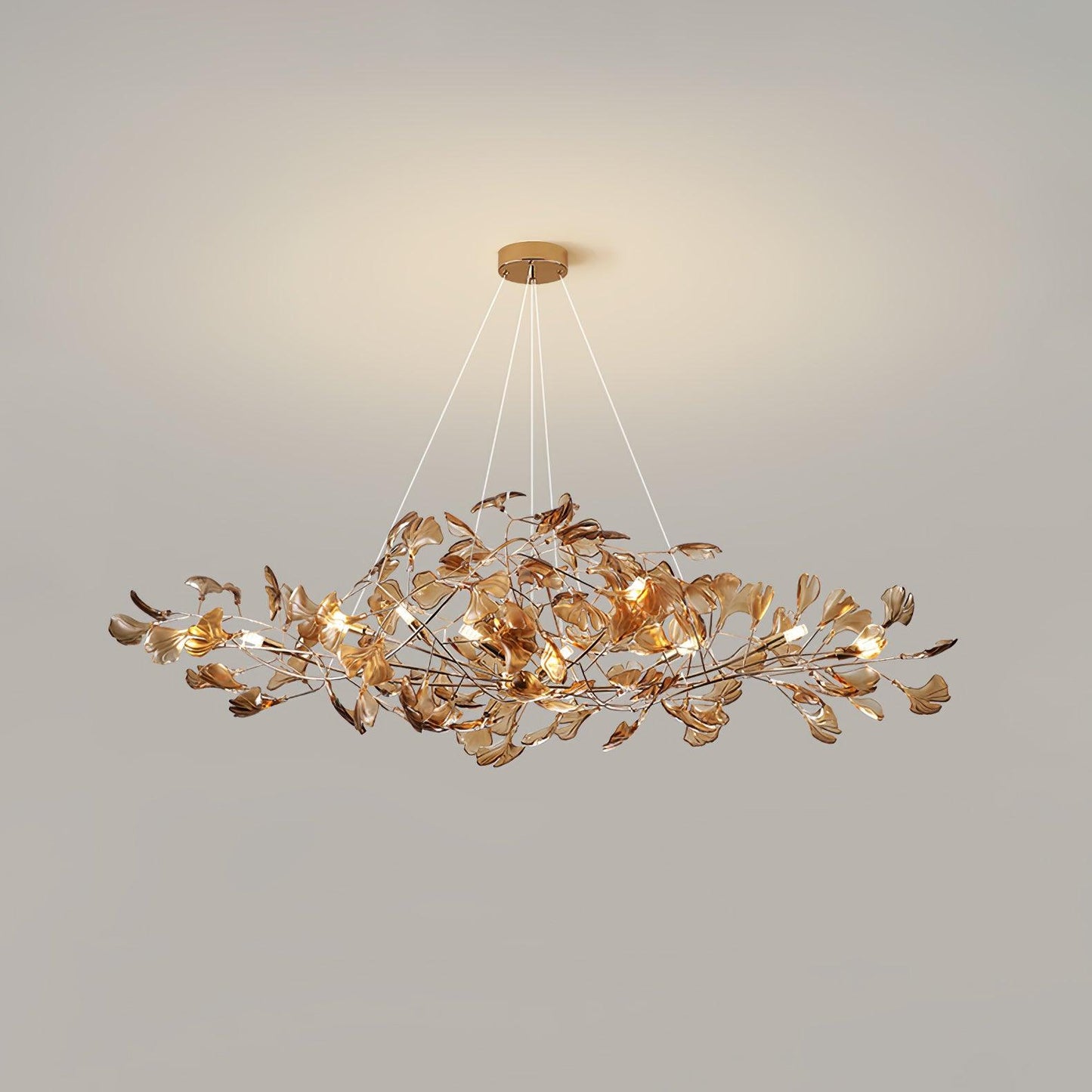 Solasvren | Ginkgo Leaf Acrylic Organic Canopy Sculptural Chandelier