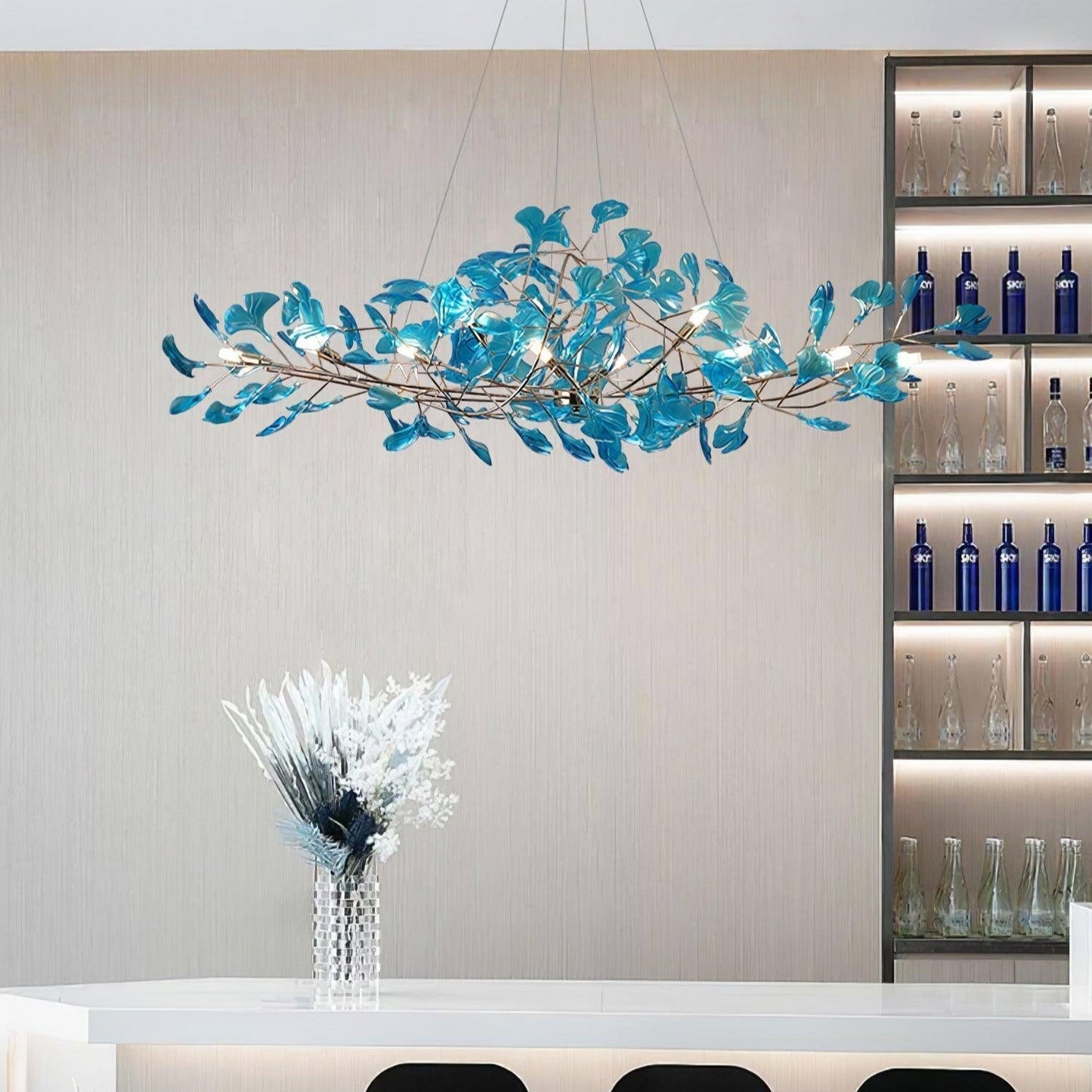 Solasvren | Ginkgo Leaf Acrylic Organic Canopy Sculptural Chandelier