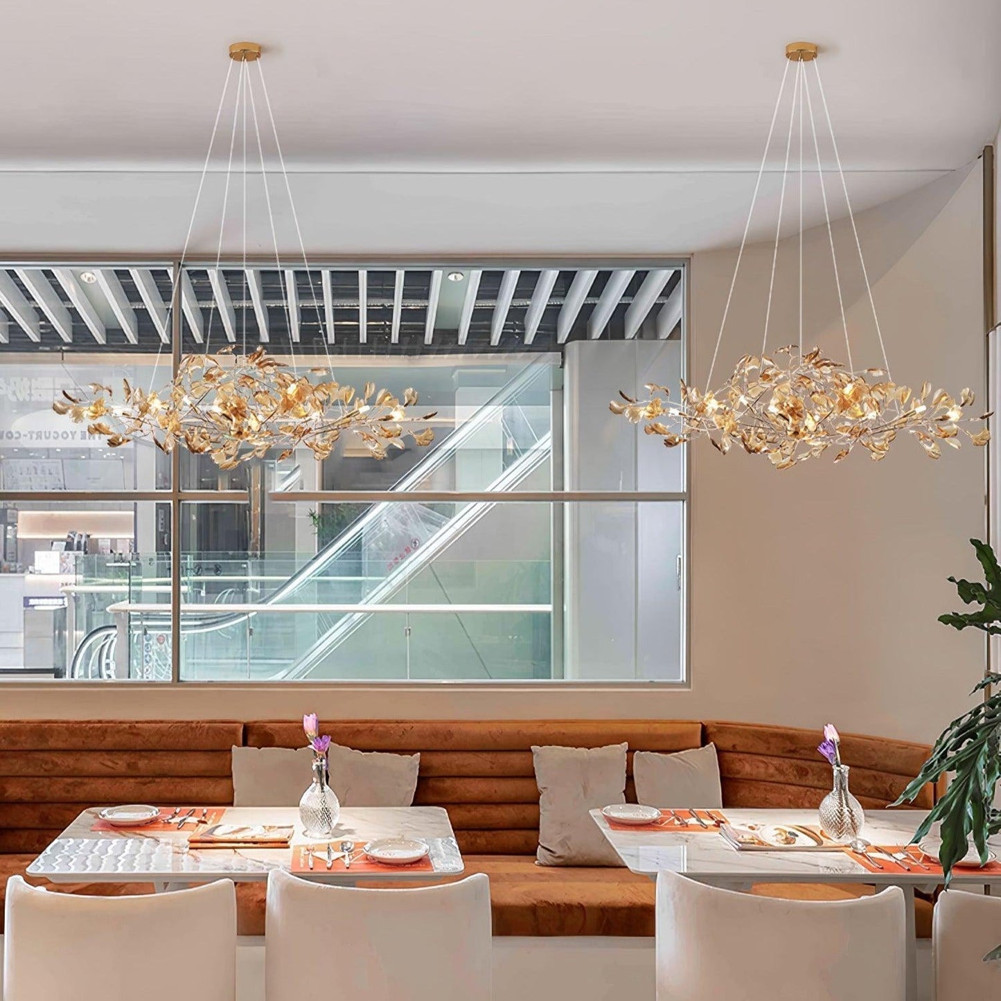 Solasvren | Ginkgo Leaf Acrylic Organic Canopy Sculptural Chandelier