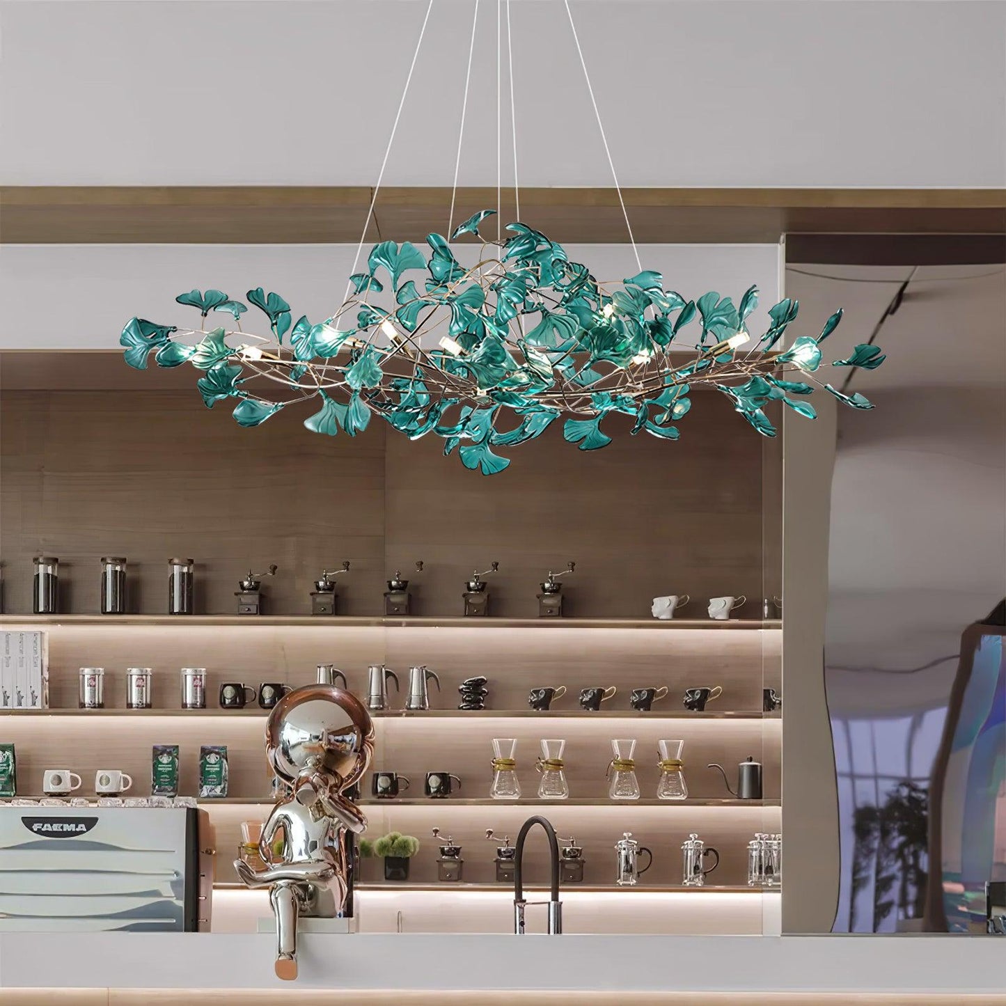 Solasvren | Ginkgo Leaf Acrylic Organic Canopy Sculptural Chandelier