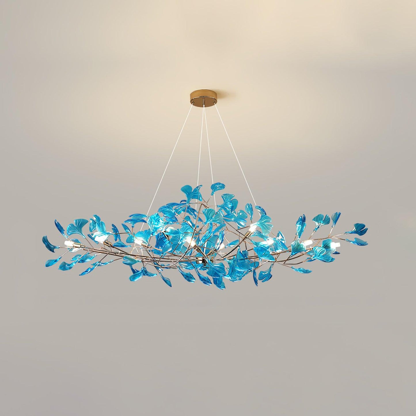 Solasvren | Ginkgo Leaf Acrylic Organic Canopy Sculptural Chandelier