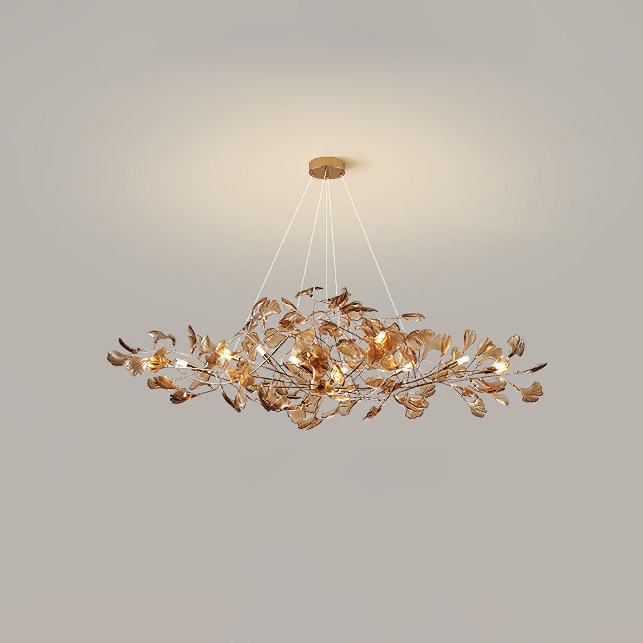 Solasvren | Ginkgo Leaf Acrylic Organic Canopy Sculptural Chandelier