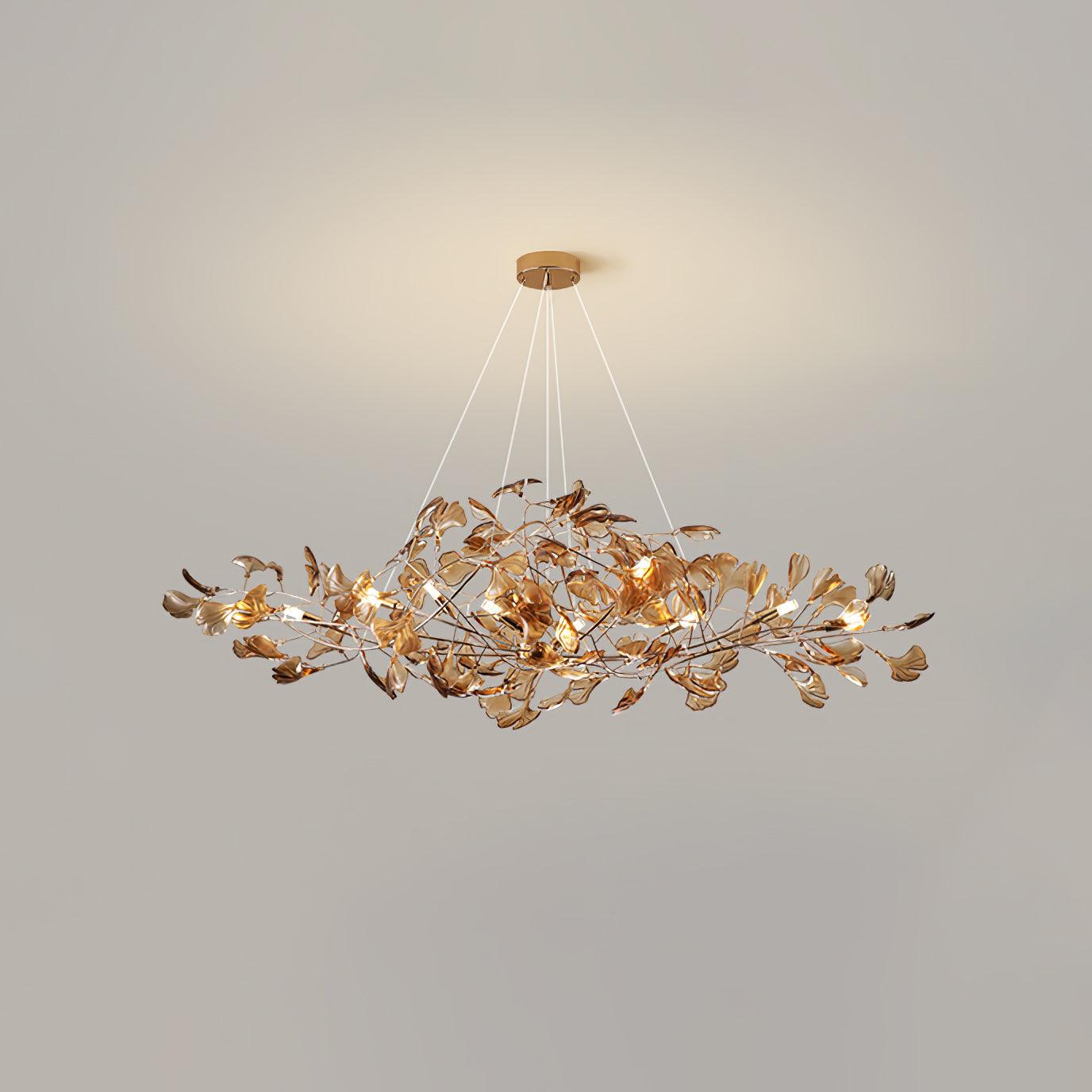 Solasvren | Ginkgo Leaf Acrylic Organic Canopy Sculptural Chandelier