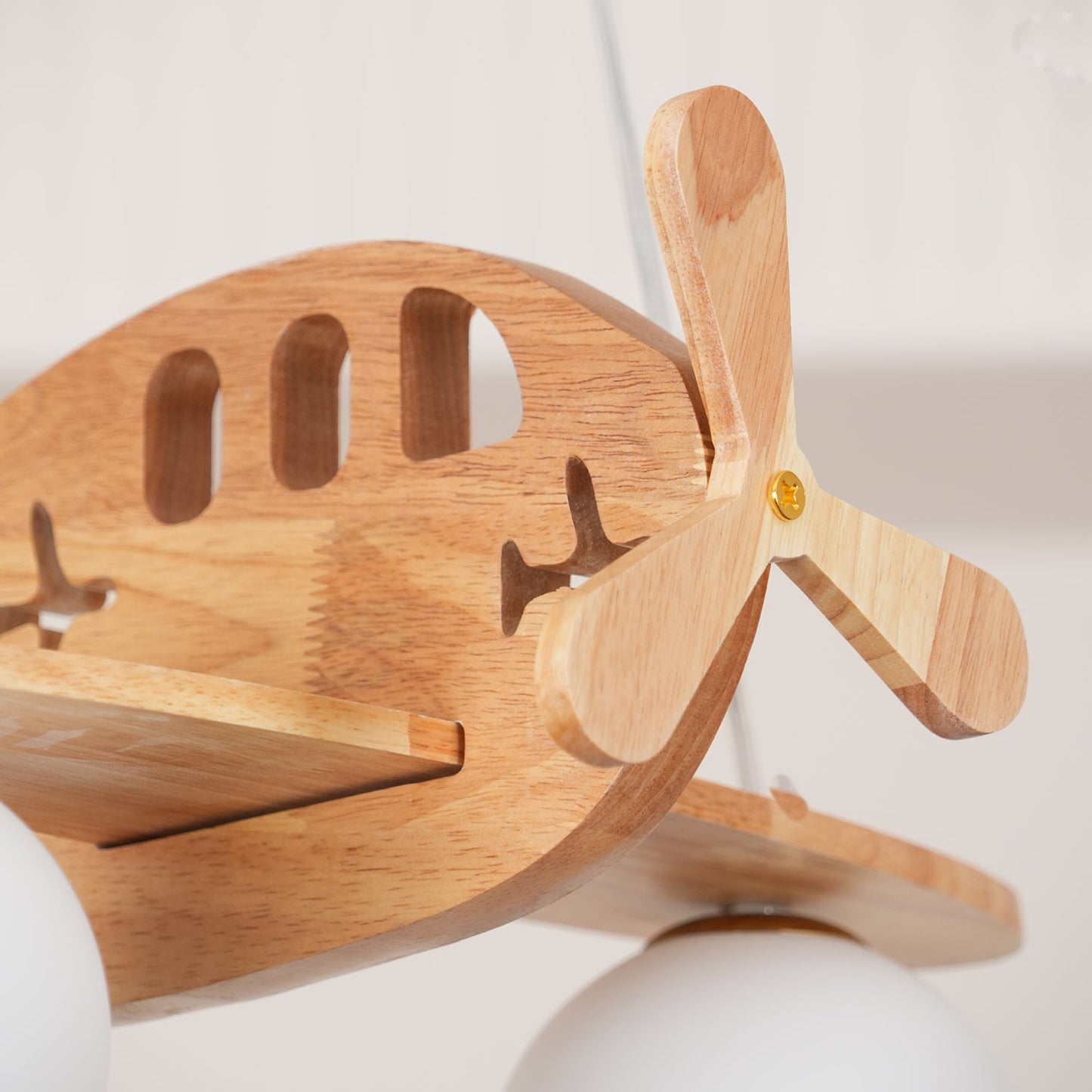 Tethelis | Airplane Shaped Timber Artful Glass Globe Pendant Light