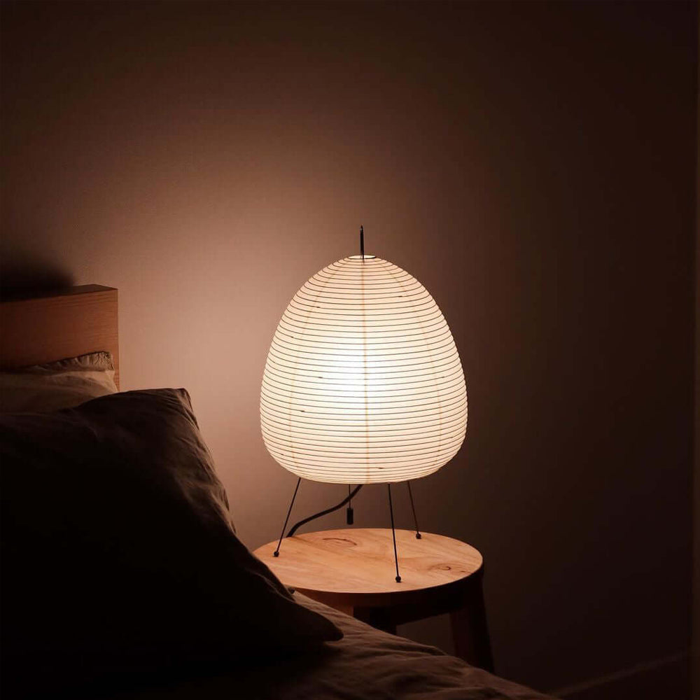 Kryntaleo | Japanese Ribbed Bamboo Silhouette Oriental Accent Table Lamp