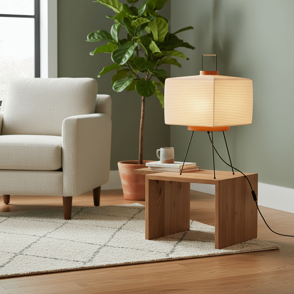 Kryntaleo | Japanese Ribbed Bamboo Silhouette Oriental Accent Table Lamp
