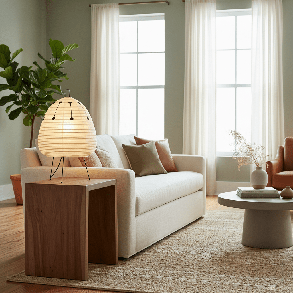 Kryntaleo | Japanese Ribbed Bamboo Silhouette Oriental Accent Table Lamp
