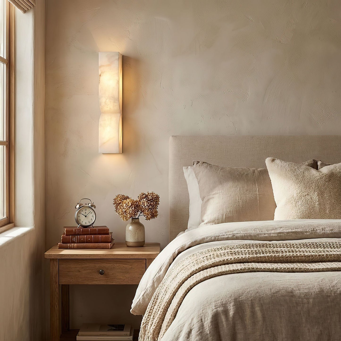Marbrisso | Minimalist Carved Alabaster Stone Wall Light