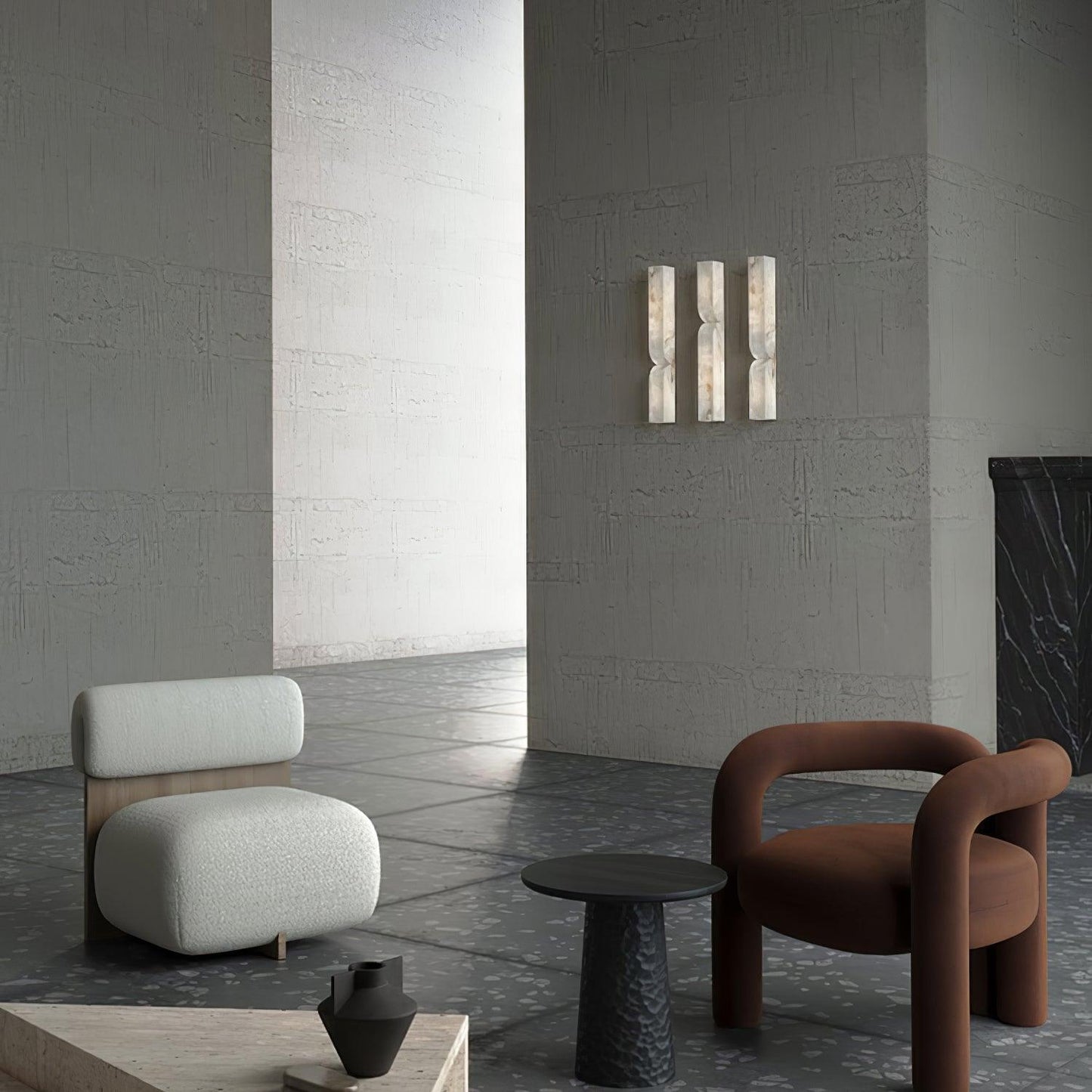Marbrisso | Minimalist Carved Alabaster Stone Wall Light
