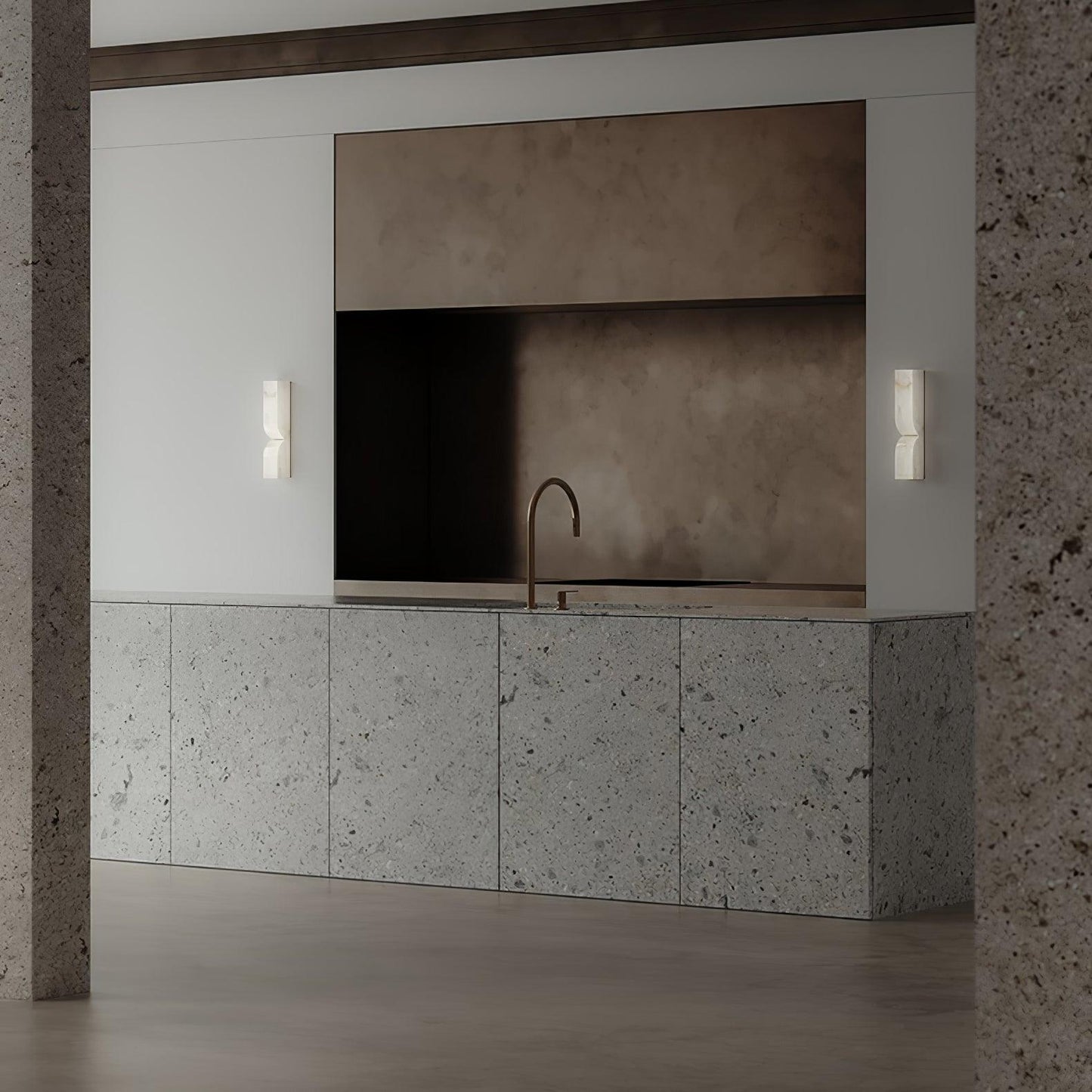 Marbrisso | Minimalist Carved Alabaster Stone Wall Light
