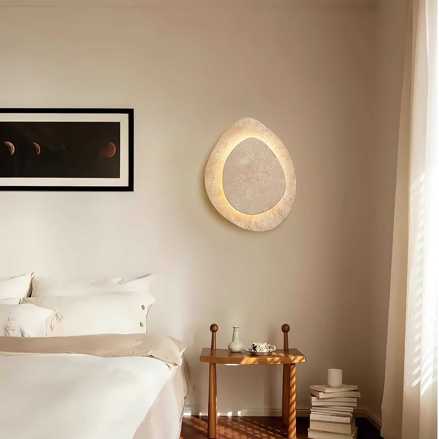 Alavari | Travertine Stone Scalloped Sculptural Art Wall Light