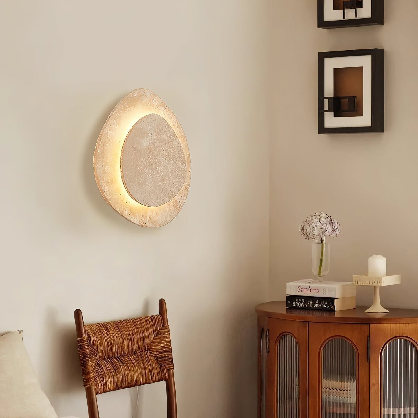 Alavari | Travertine Stone Scalloped Sculptural Art Wall Light