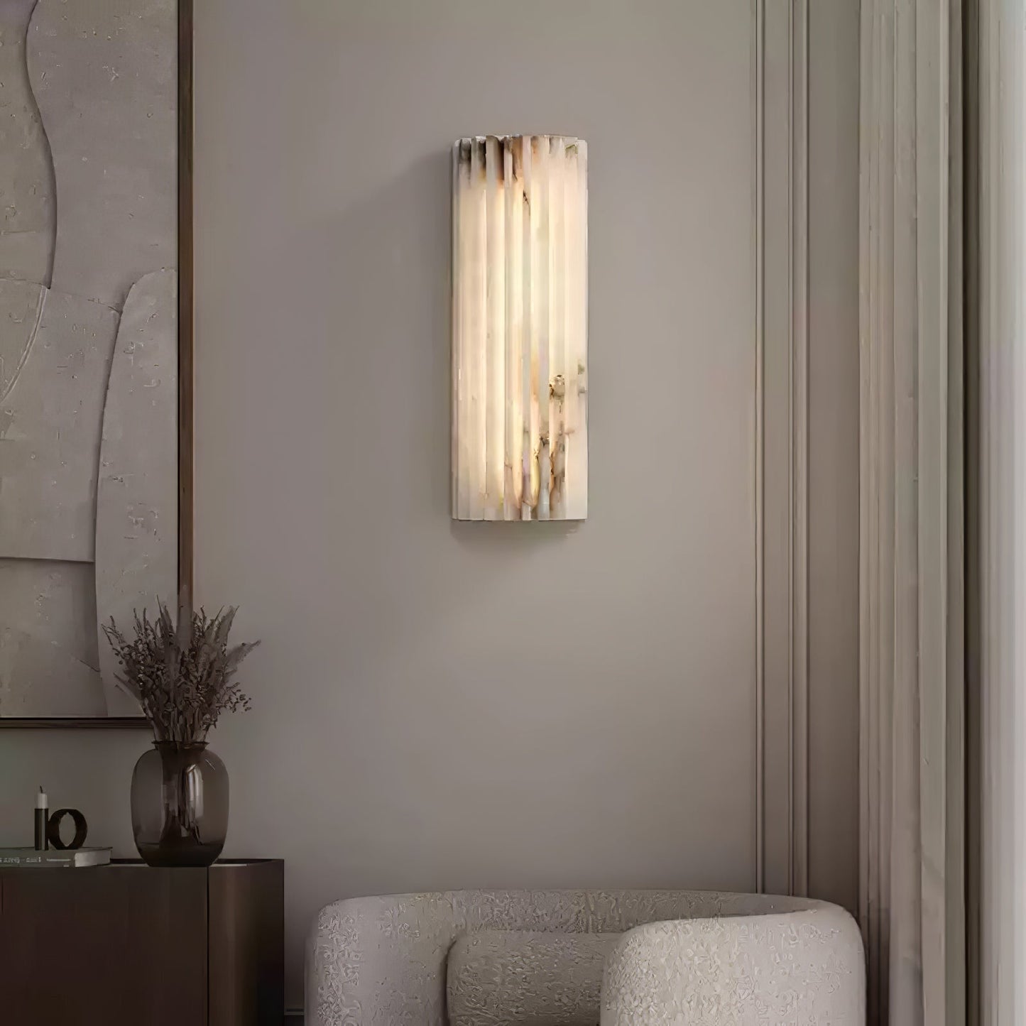 Orcari | Elegant Rectangular Alabaster Stone Wall Light
