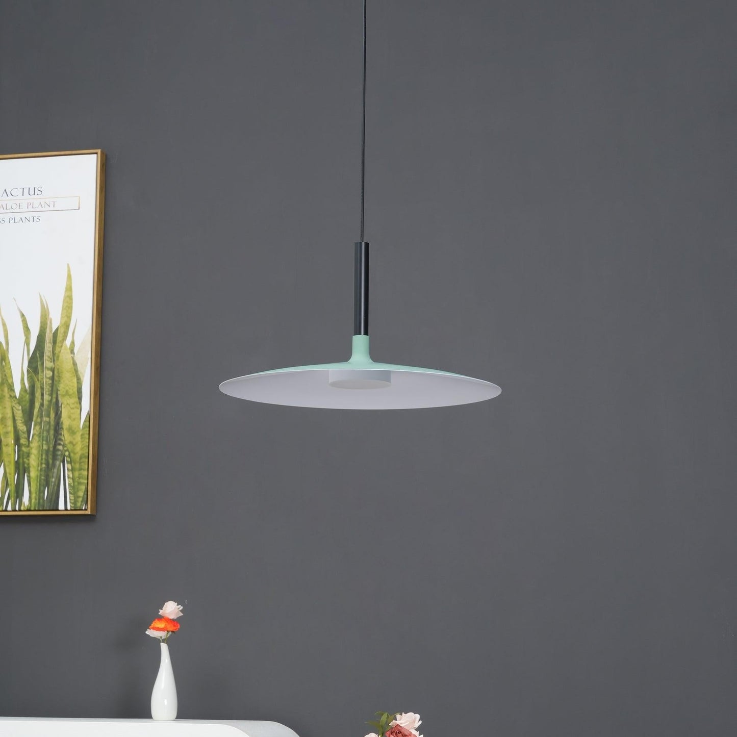 Thaloric | Minimalist Industrial Aluminum Flat Disc Pendant Light