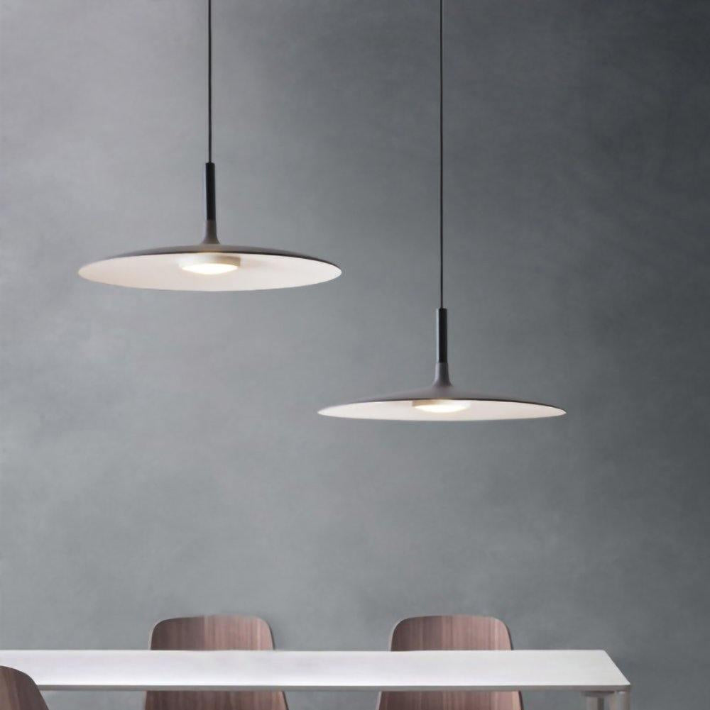 Thaloric | Minimalist Industrial Aluminum Flat Disc Pendant Light