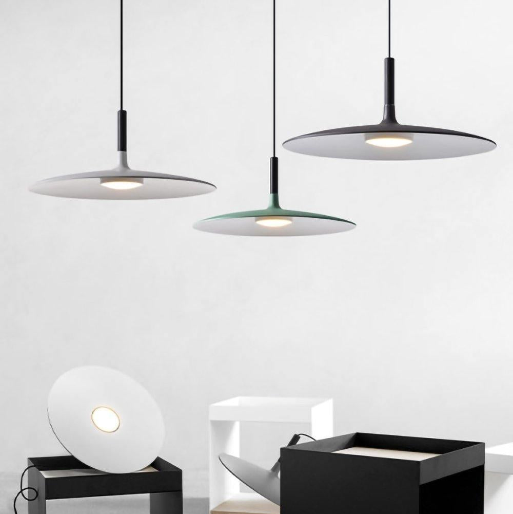 Thaloric | Minimalist Industrial Aluminum Flat Disc Pendant Light