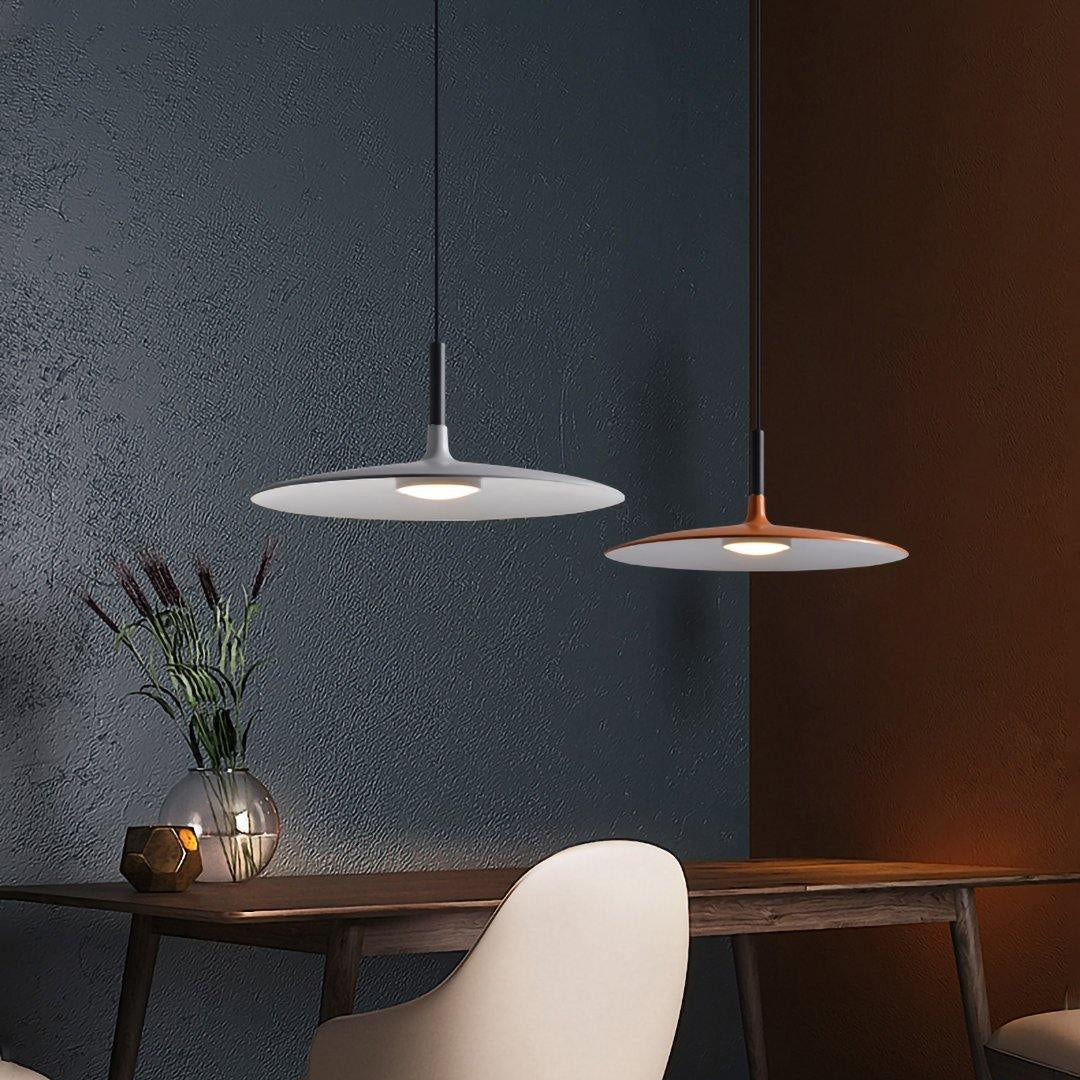 Thaloric | Minimalist Industrial Aluminum Flat Disc Pendant Light