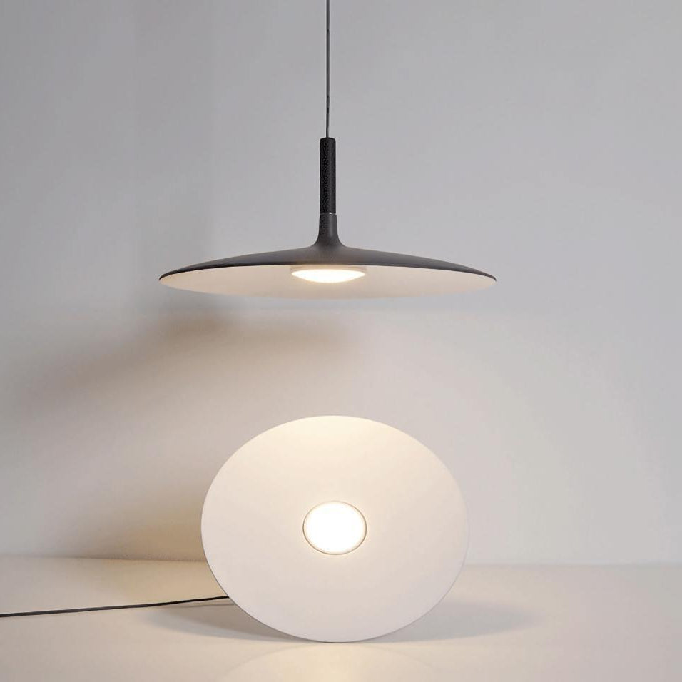 Thaloric | Minimalist Industrial Aluminum Flat Disc Pendant Light