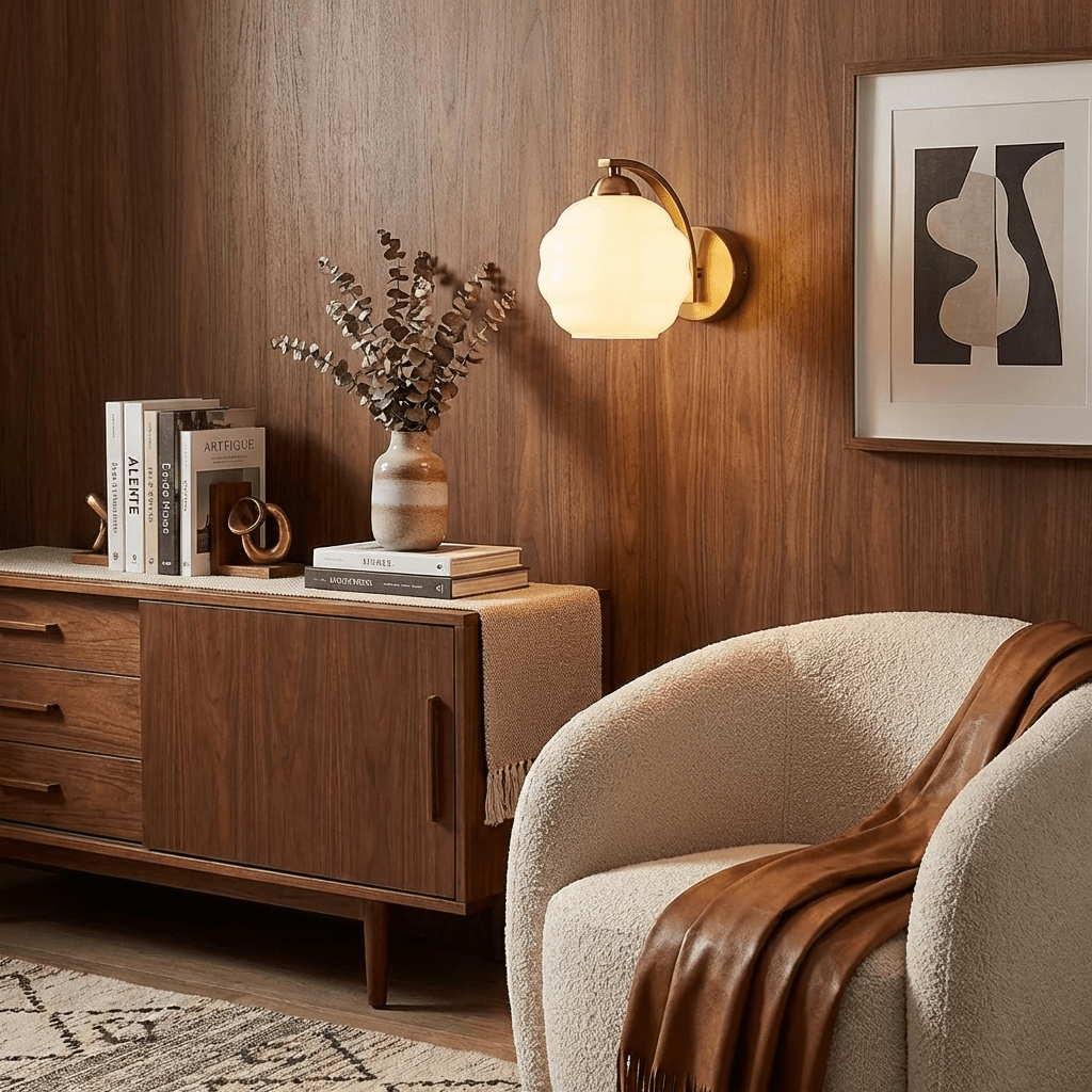 Thryndol | Ribbed Glass Globe Vintage Wall Light