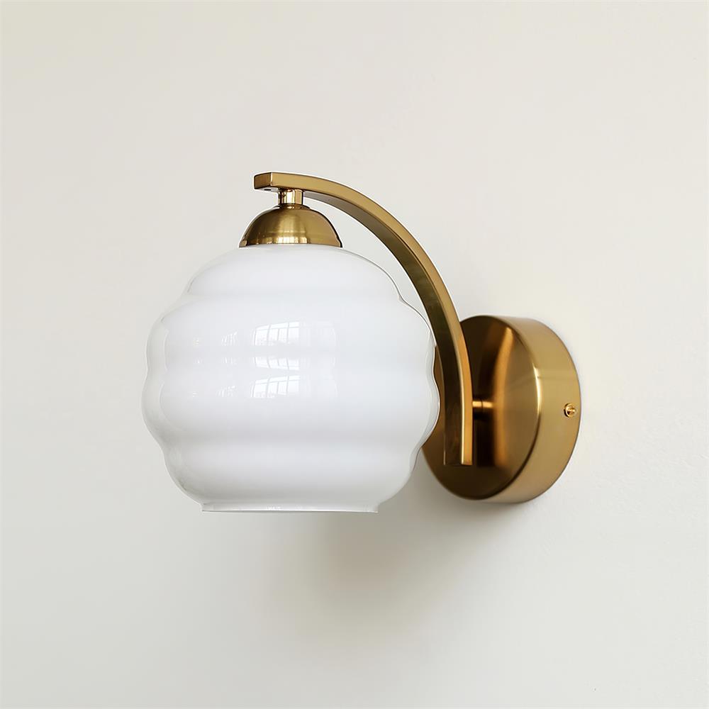 Thryndol | Ribbed Glass Globe Vintage Wall Light