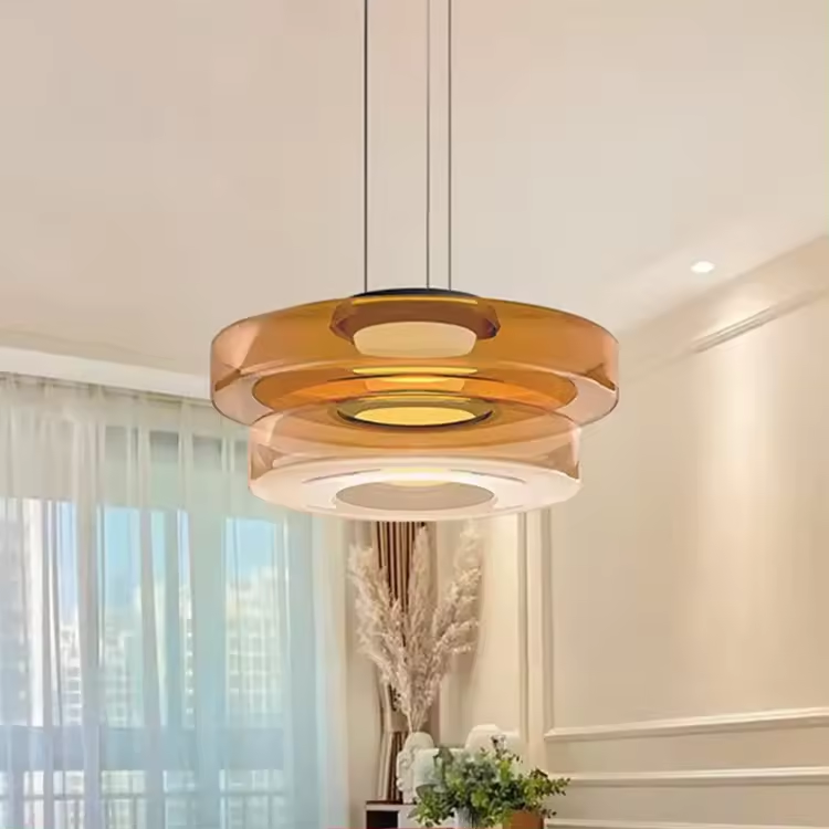 Ambera | Sleek Translucent Tiered Glass Pendant Lamp