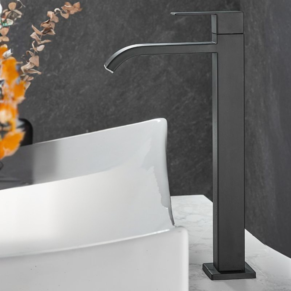Lyskalla | Modern Curved Waterfall Spout Bathroom Sink Tap