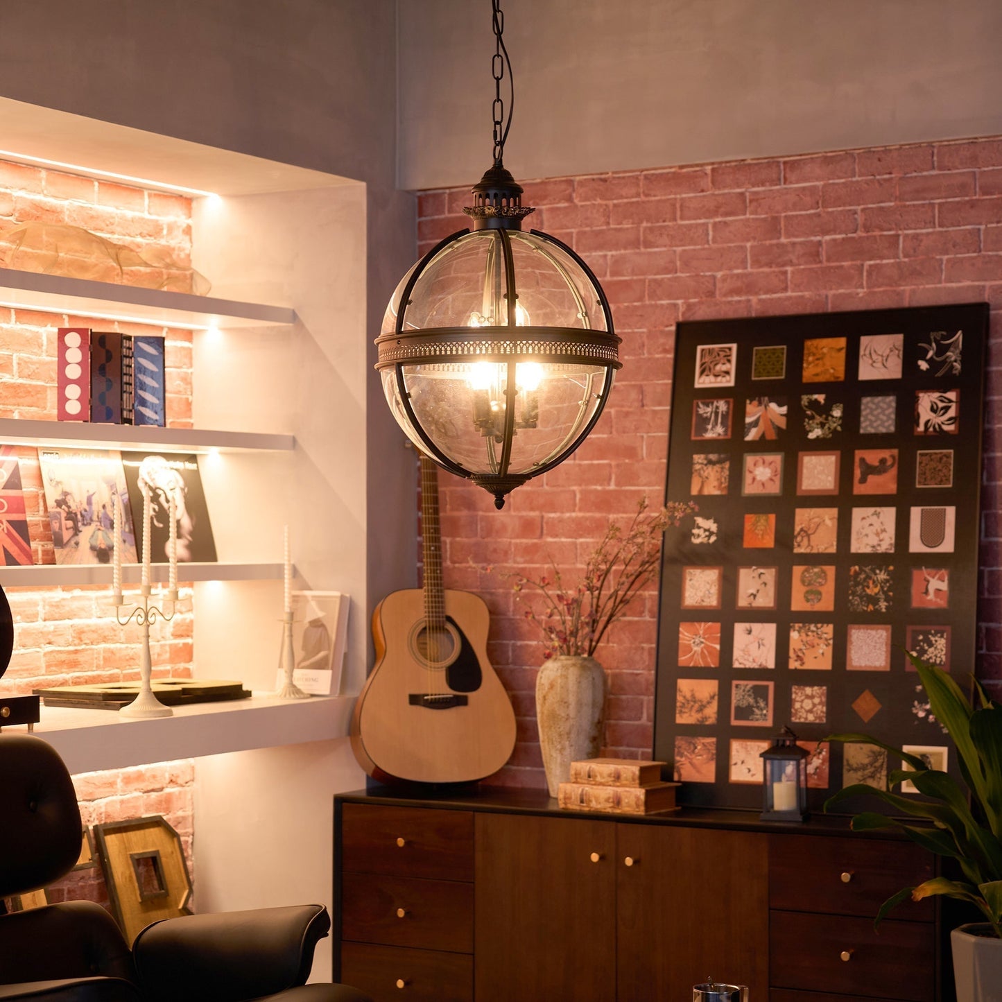 Vinse | Vintage Spherical Transparent Glass Pendant Light