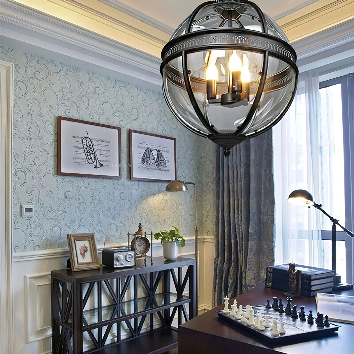 Vinse | Vintage Spherical Transparent Glass Pendant Light