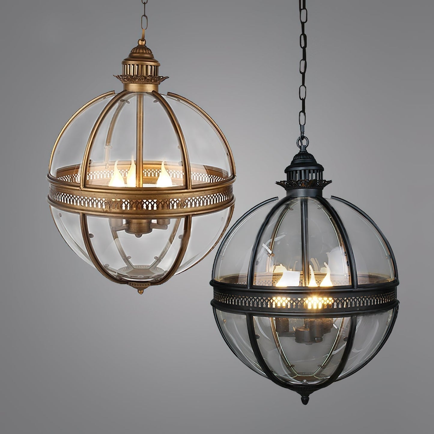 Vinse | Vintage Spherical Transparent Glass Pendant Light