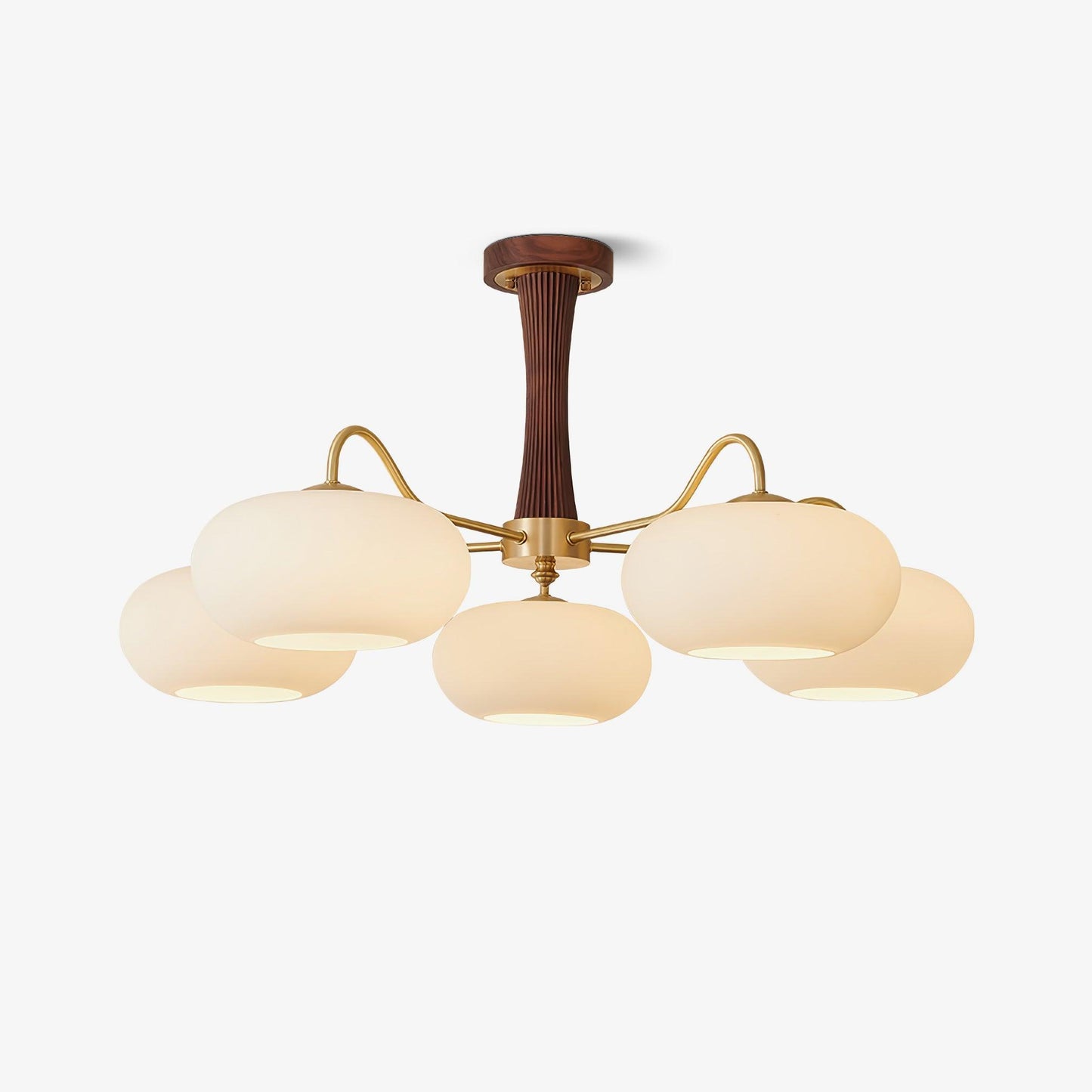 Vaelara | Frosted Globe Mid-Century Brass Arms Chandelier