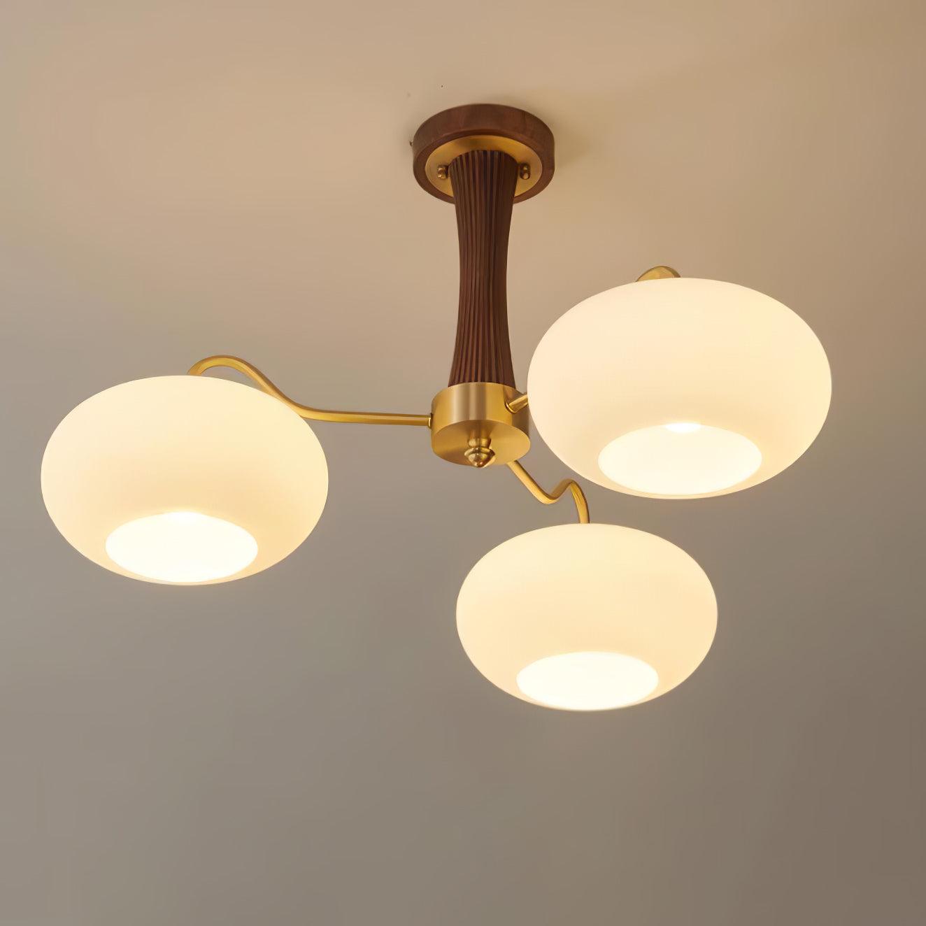 Vaelara | Frosted Globe Mid-Century Brass Arms Chandelier