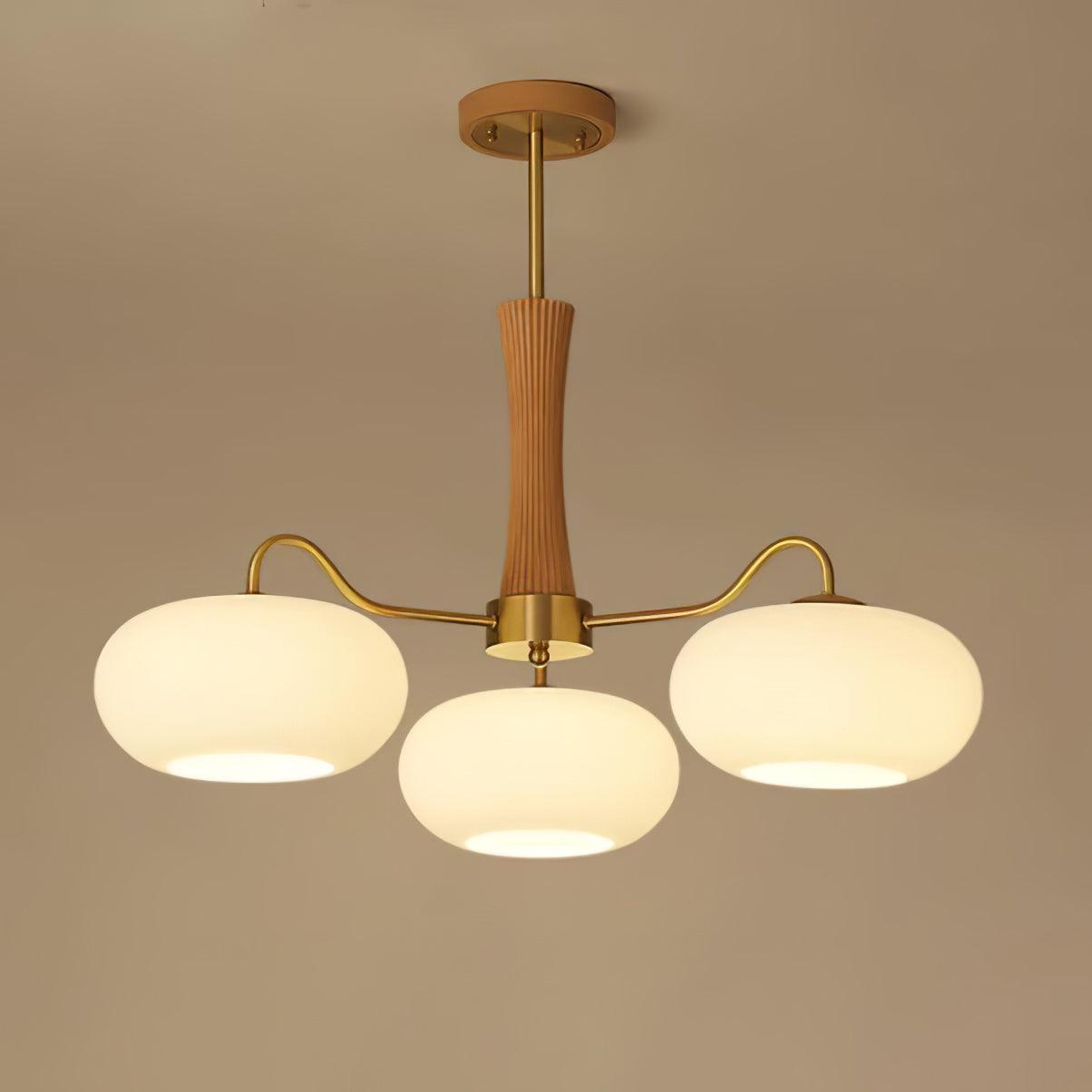 Vaelara | Frosted Globe Mid-Century Brass Arms Chandelier