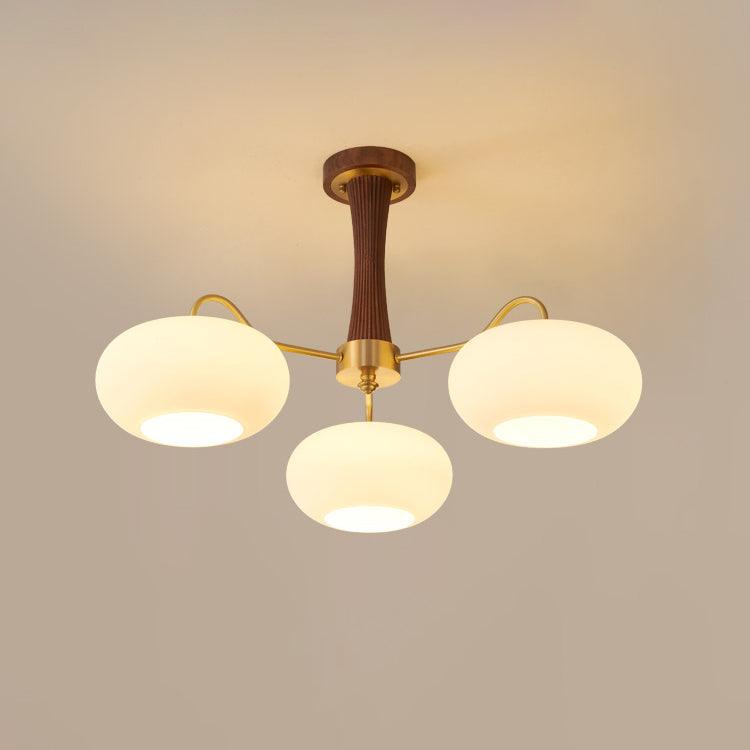 Vaelara | Frosted Globe Mid-Century Brass Arms Chandelier