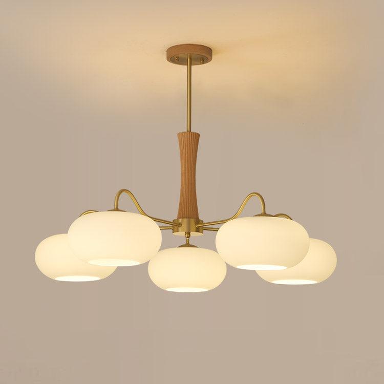 Vaelara | Frosted Globe Mid-Century Brass Arms Chandelier