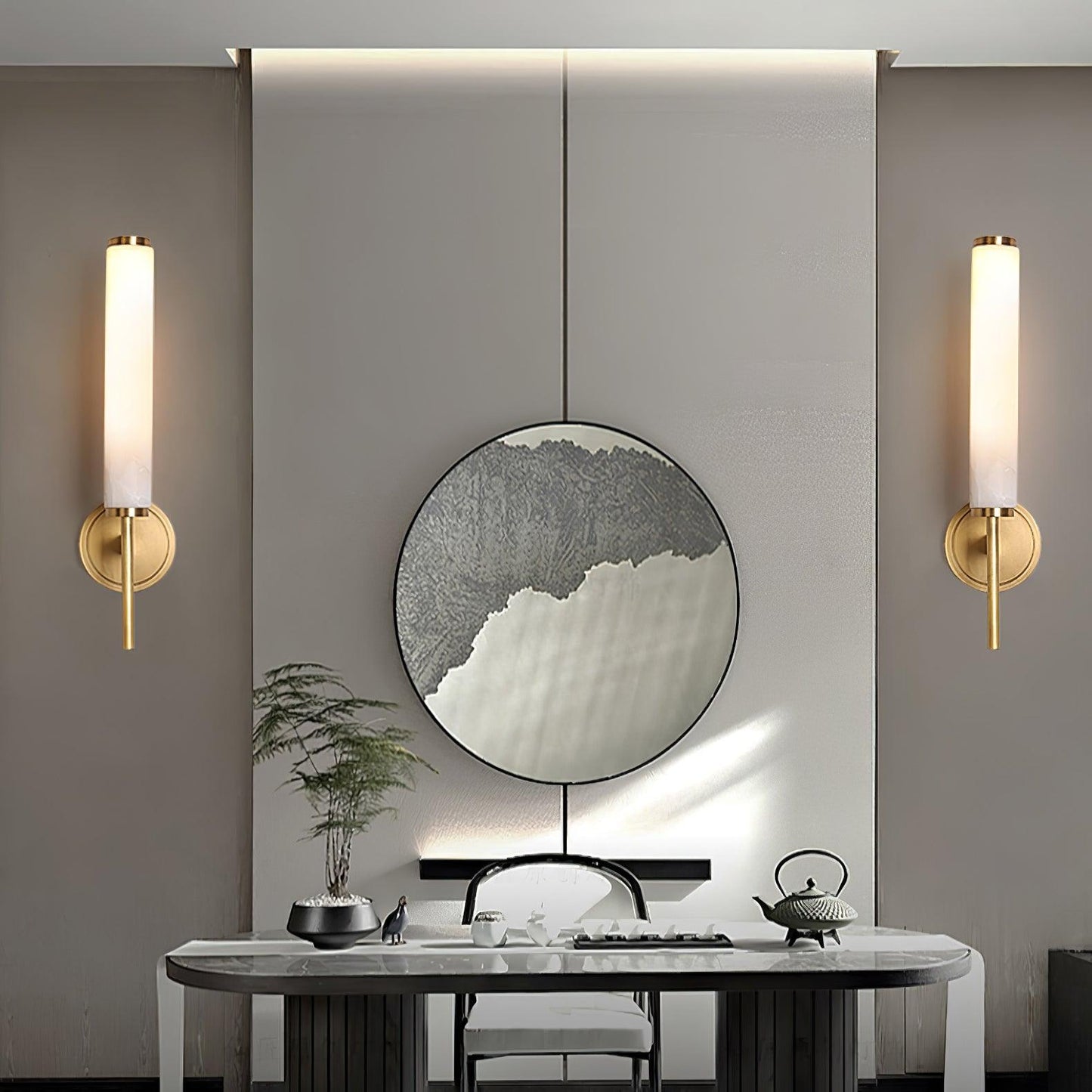 Kelsorim | Geometric Minimalist Alabaster Cylinder Wall Light