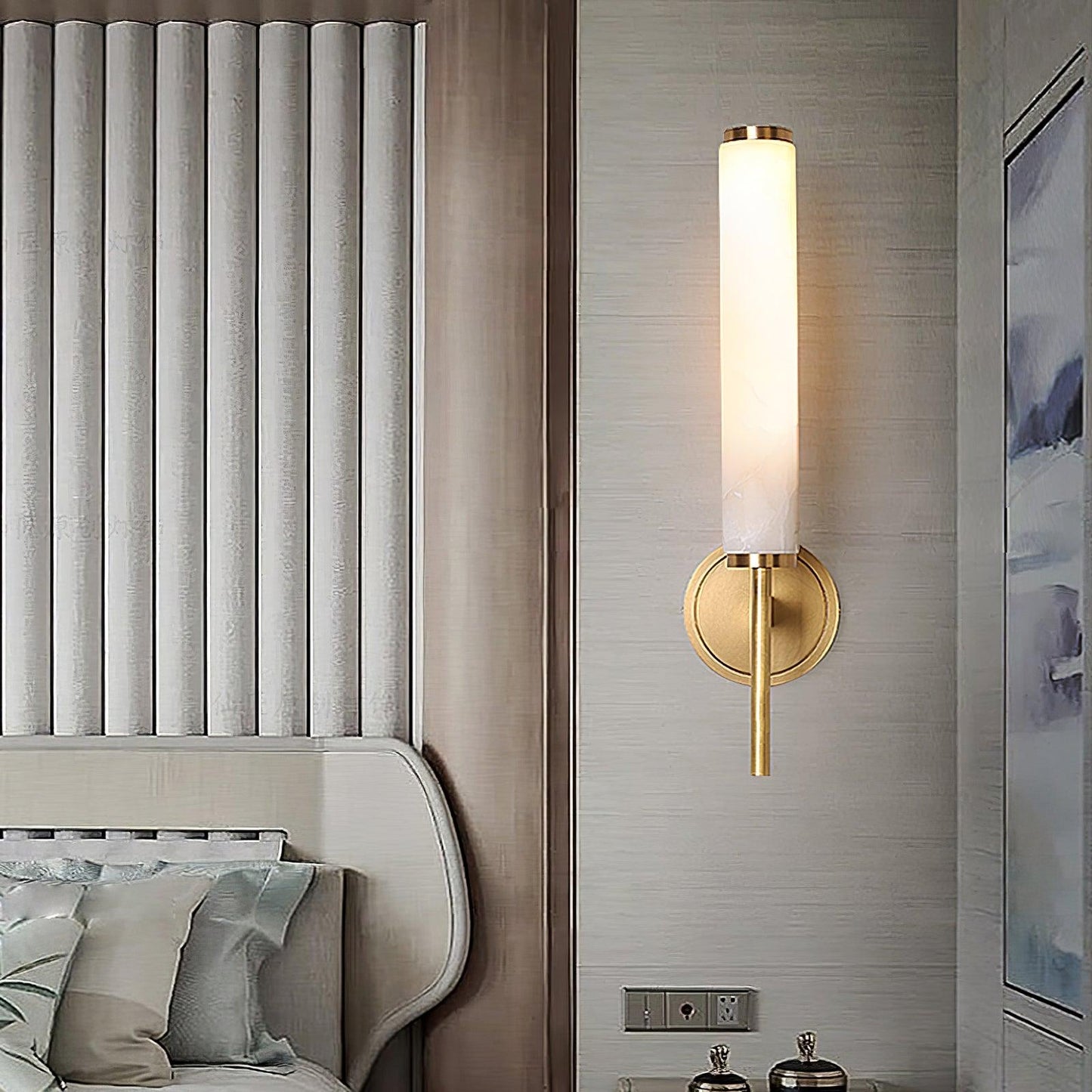 Kelsorim | Geometric Minimalist Alabaster Cylinder Wall Light