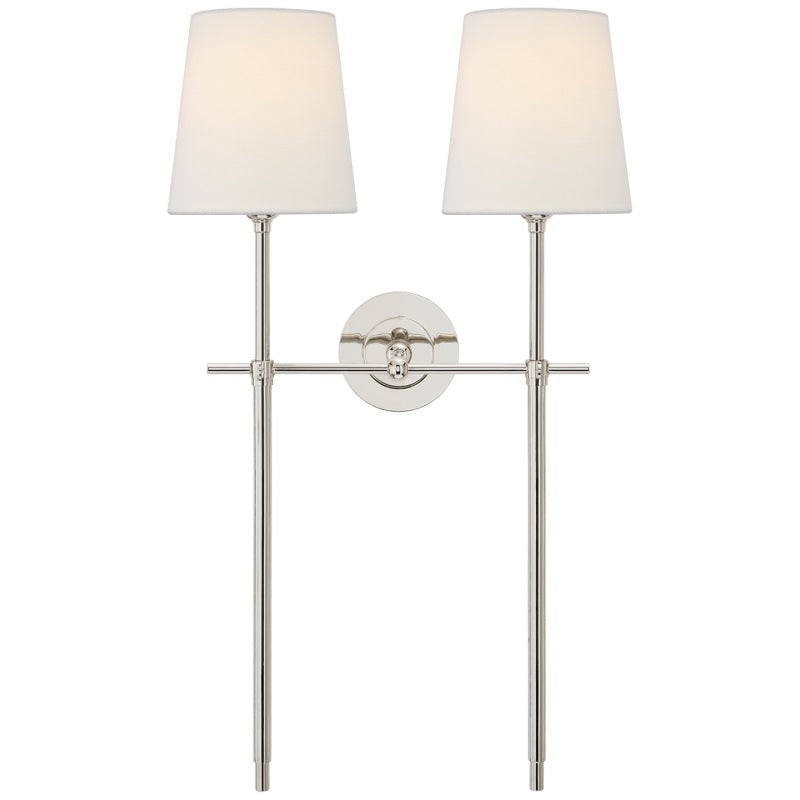 Edor | Elegant Antique Wall Light with White Tapered Linen Shade