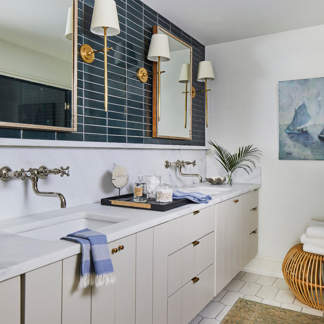 Edor | Elegant Antique Wall Light with White Tapered Linen Shade