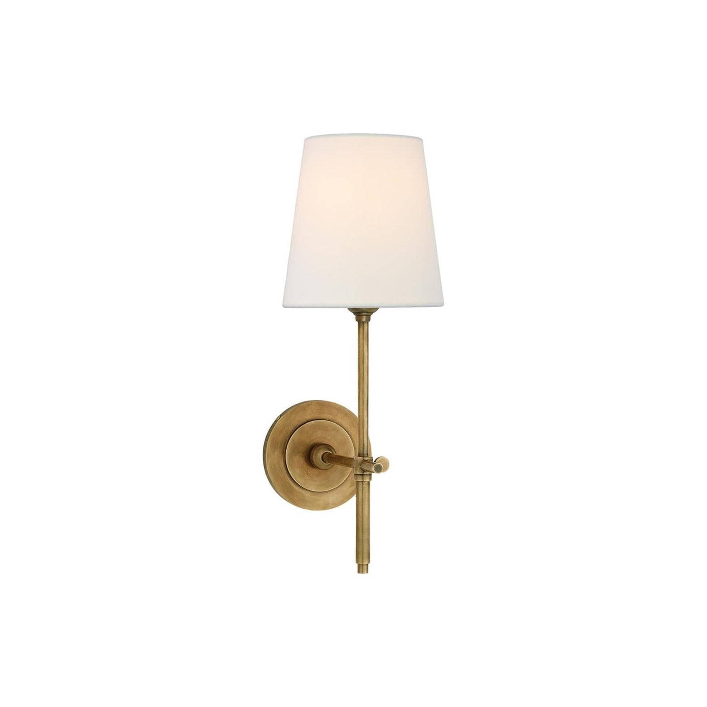 Edor | Elegant Antique Wall Light with White Tapered Linen Shade