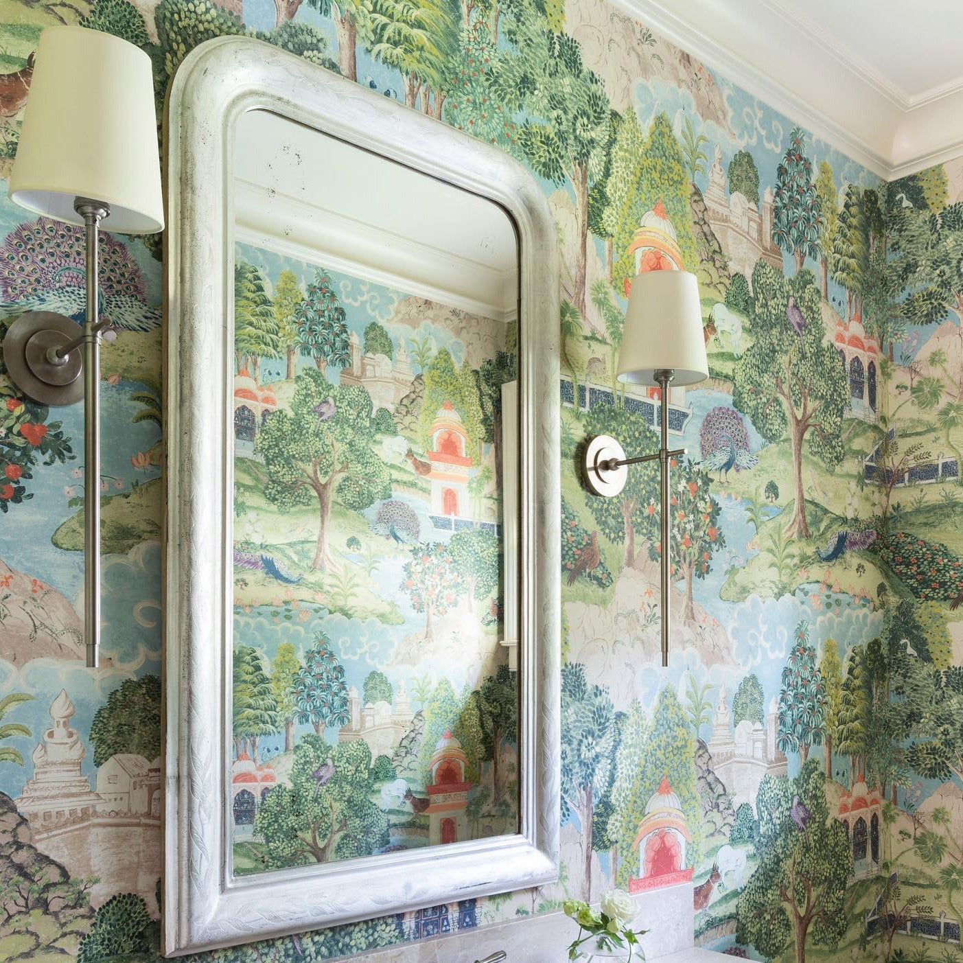 Edor | Elegant Antique Wall Light with White Tapered Linen Shade