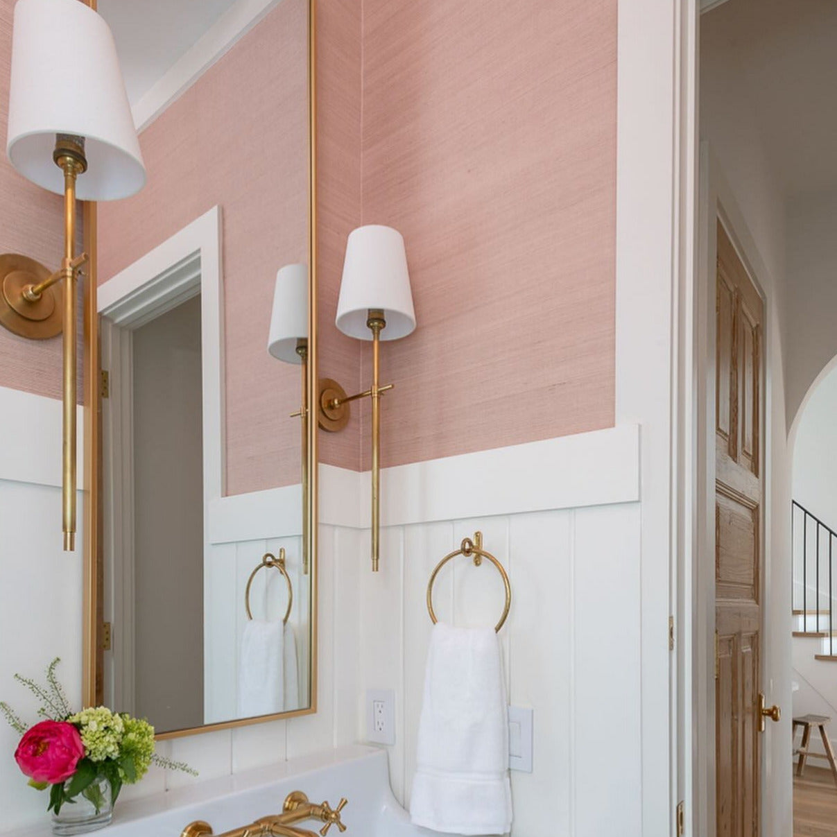 Edor | Elegant Antique Wall Light with White Tapered Linen Shade