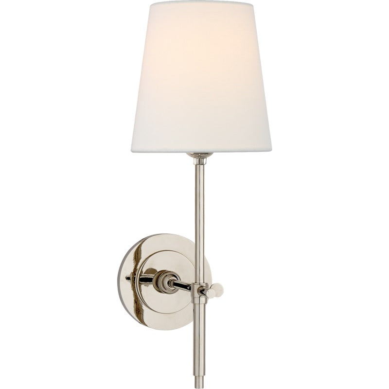 Edor | Elegant Antique Wall Light with White Tapered Linen Shade