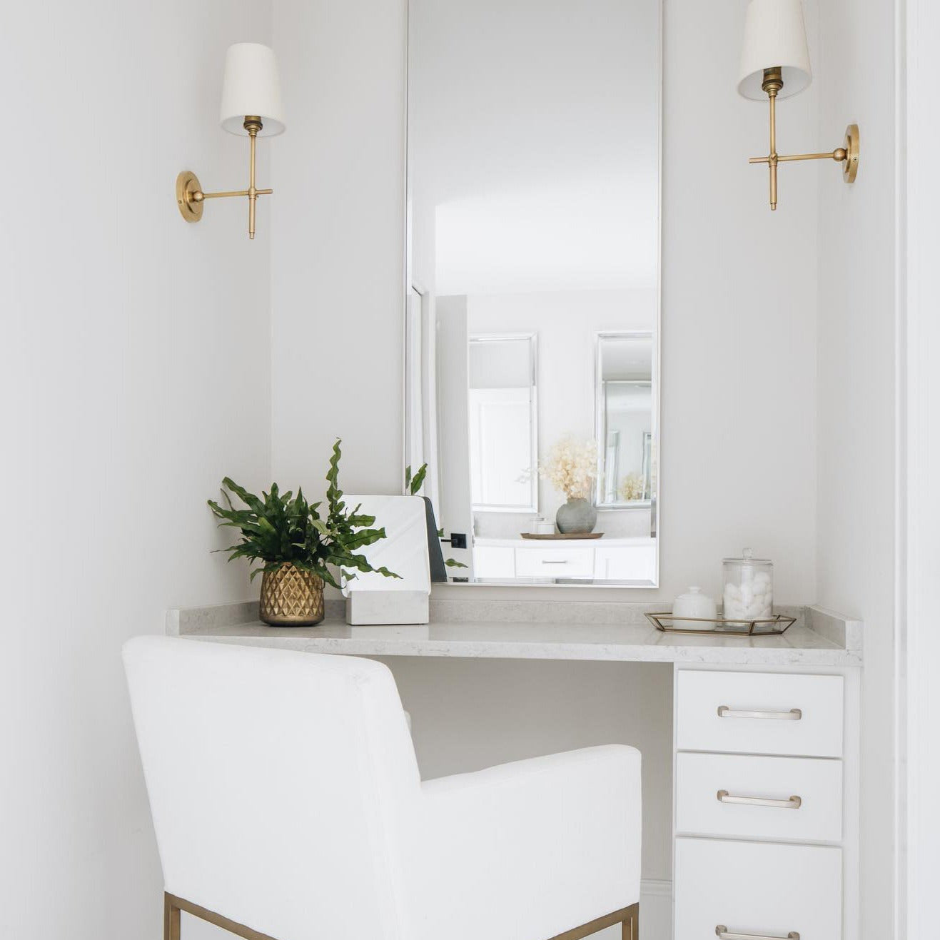 Edor | Elegant Antique Wall Light with White Tapered Linen Shade