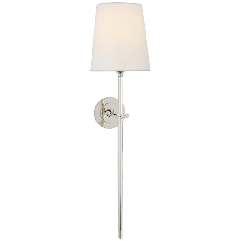 Edor | Elegant Antique Wall Light with White Tapered Linen Shade