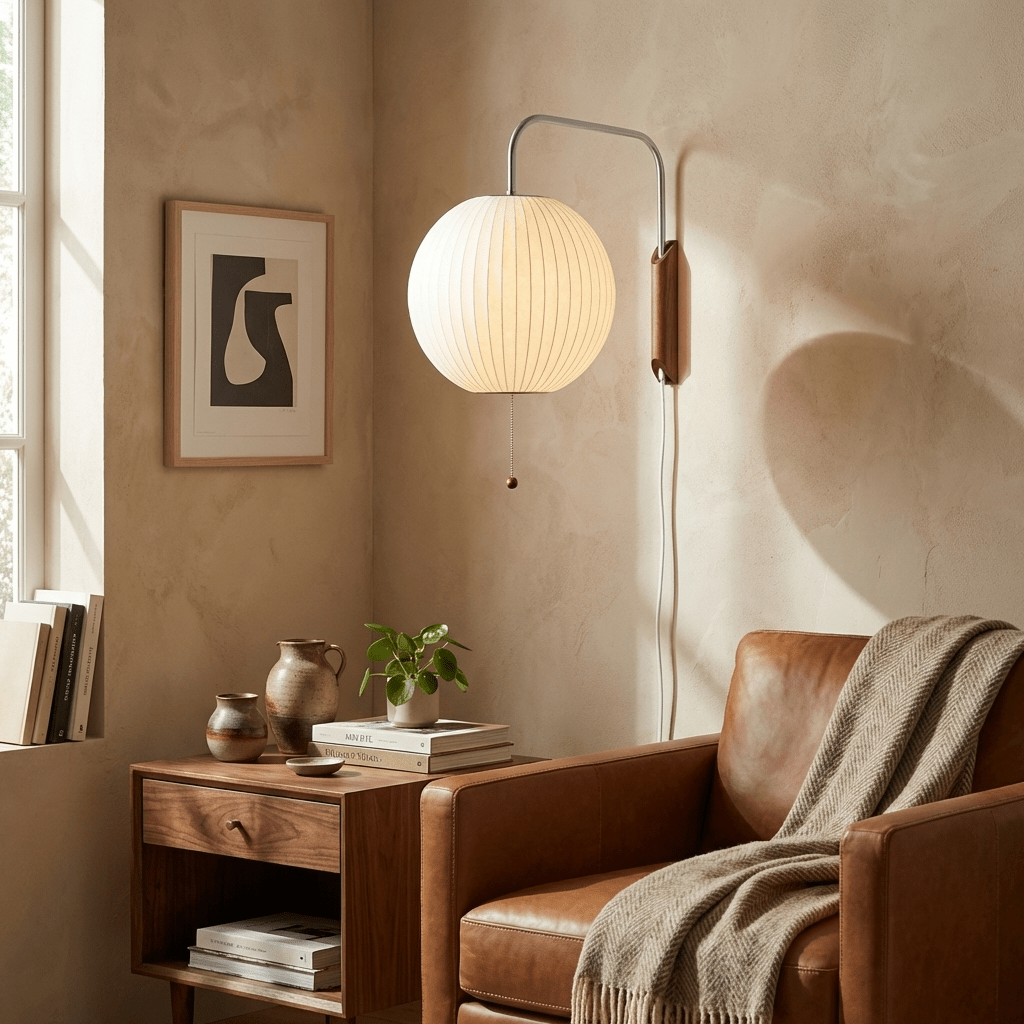 Kyntaroc | Retro Ribbed Silhouette Floating Globe Wall Light